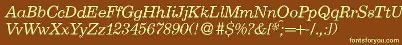 E710RomanItalic Font – Yellow Fonts on Brown Background