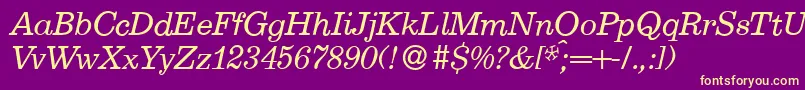 E710RomanItalic Font – Yellow Fonts on Purple Background