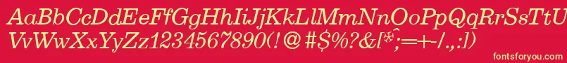 E710RomanItalic Font – Yellow Fonts on Red Background