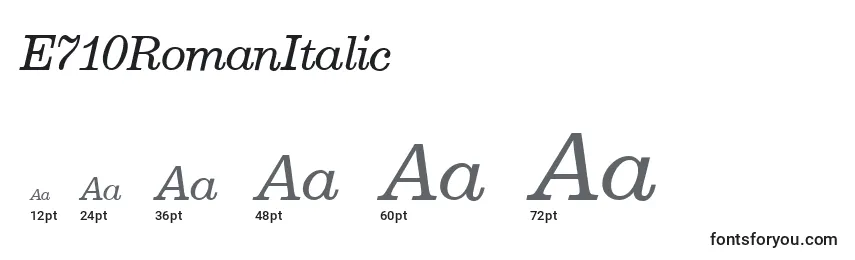 E710RomanItalic Font Sizes