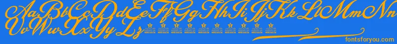 Шрифт BlessedPersonalUse – оранжевые шрифты на синем фоне
