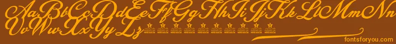 BlessedPersonalUse-Schriftart – Orangefarbene Schriften auf braunem Hintergrund