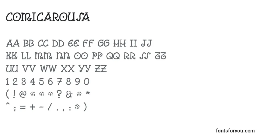 Czcionka Comicarousa – alfabet, cyfry, specjalne znaki