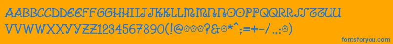 Comicarousa Font – Blue Fonts on Orange Background