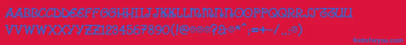 Comicarousa Font – Blue Fonts on Red Background