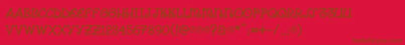Comicarousa-Schriftart – Braune Schriften auf rotem Hintergrund
