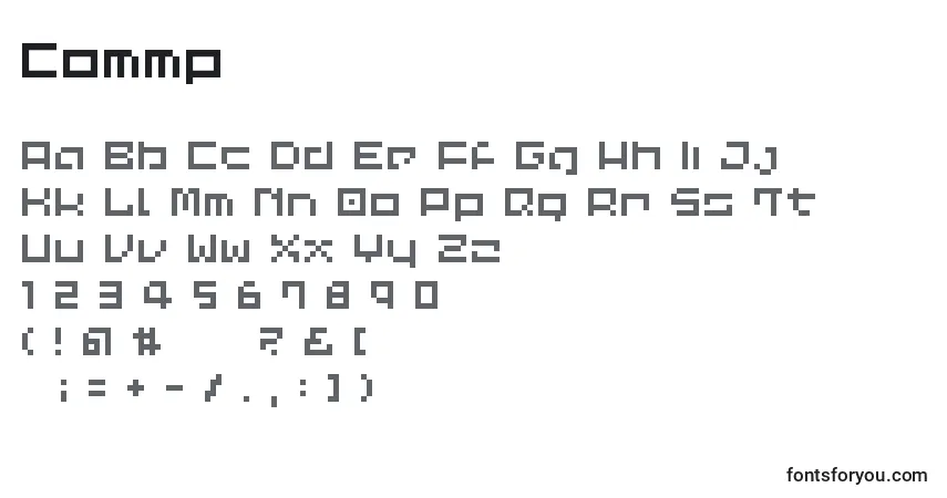 Schriftart Commp – Alphabet, Zahlen, spezielle Symbole