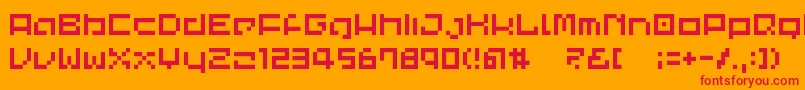 Commp-Schriftart – Rote Schriften auf orangefarbenem Hintergrund