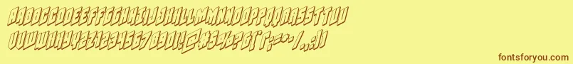 フォントGalaxyforce3Dital – 茶色の文字が黄色の背景にあります。