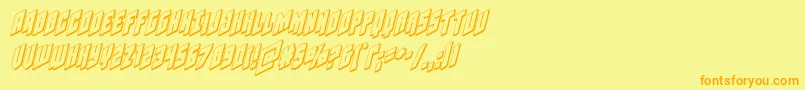 フォントGalaxyforce3Dital – オレンジの文字が黄色の背景にあります。