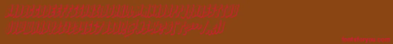 フォントGalaxyforce3Dital – 赤い文字が茶色の背景にあります。