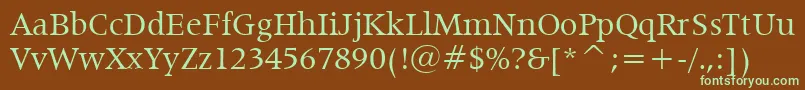 Latin725Bt-fontti – vihreät fontit ruskealla taustalla