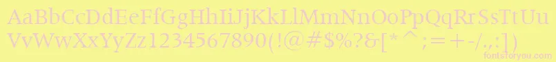 Latin725Bt-fontti – vaaleanpunaiset fontit keltaisella taustalla
