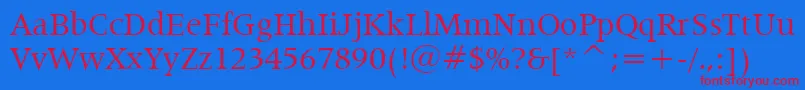 Latin725Bt-fontti – punaiset fontit sinisellä taustalla