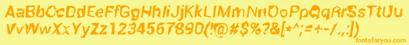 RobotKiller-Schriftart – Orangefarbene Schriften auf gelbem Hintergrund