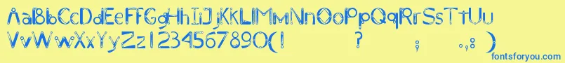 Mechanical-Schriftart – Blaue Schriften auf gelbem Hintergrund