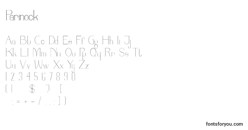Schriftart Parinock – Alphabet, Zahlen, spezielle Symbole