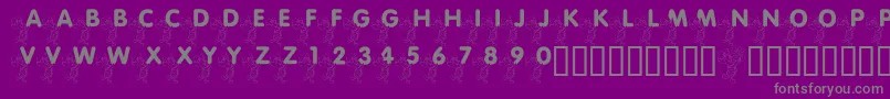 Fonte LmsPiggletsLuckOfTheIrish – fontes cinzas em um fundo violeta