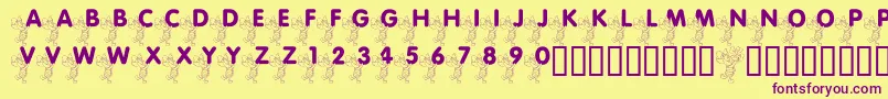 LmsPiggletsLuckOfTheIrish Font – Purple Fonts on Yellow Background