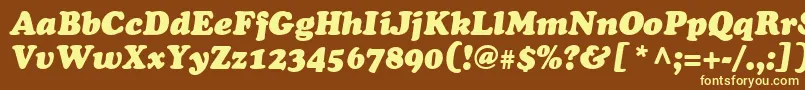 CupertinoItalic-Schriftart – Gelbe Schriften auf braunem Hintergrund