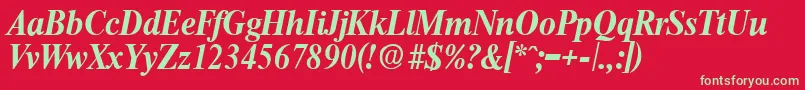 ThamesBoldita Font – Green Fonts on Red Background