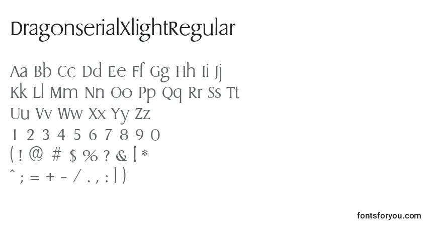 A fonte DragonserialXlightRegular – alfabeto, números, caracteres especiais