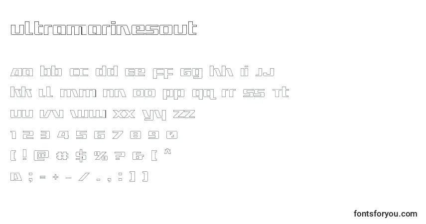 A fonte Ultramarinesout – alfabeto, números, caracteres especiais