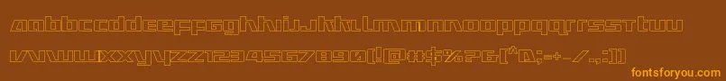 Ultramarinesout-Schriftart – Orangefarbene Schriften auf braunem Hintergrund