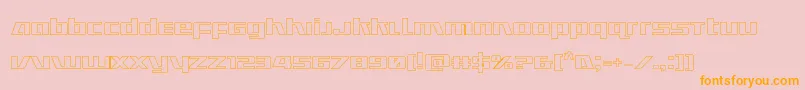 フォントUltramarinesout – オレンジの文字がピンクの背景にあります。
