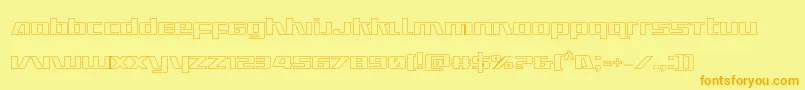 フォントUltramarinesout – オレンジの文字が黄色の背景にあります。
