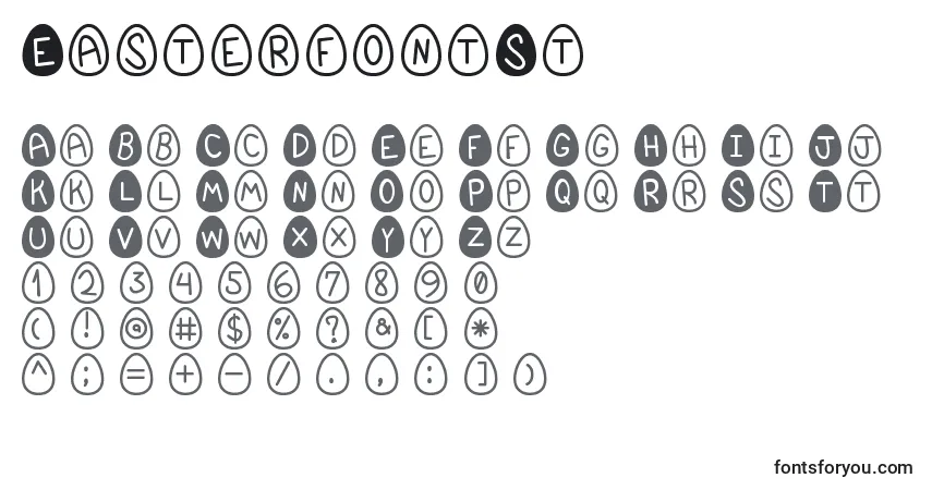 A fonte EasterfontSt – alfabeto, números, caracteres especiais