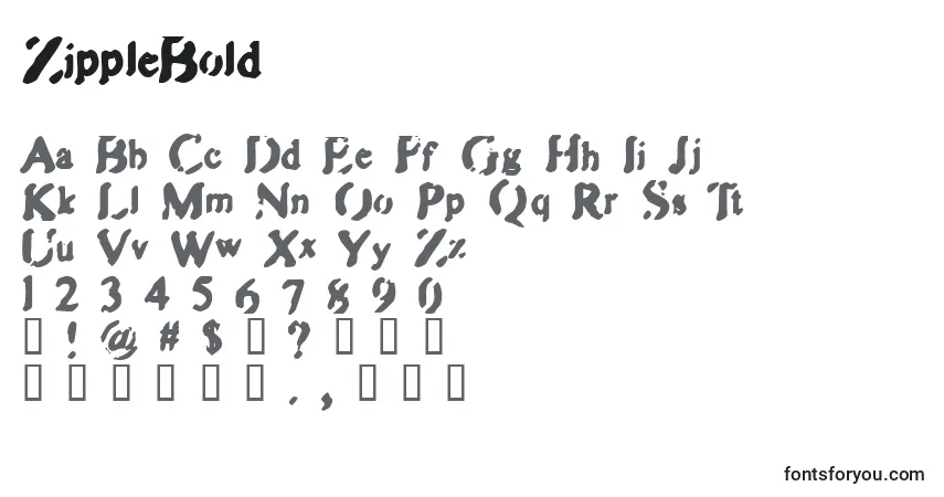 A fonte ZippleBold – alfabeto, números, caracteres especiais