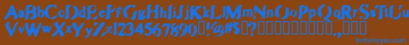 フォントZippleBold – 茶色の背景に青い文字