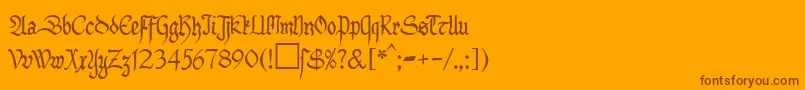 MaGotbuchDb-Schriftart – Braune Schriften auf orangefarbenem Hintergrund