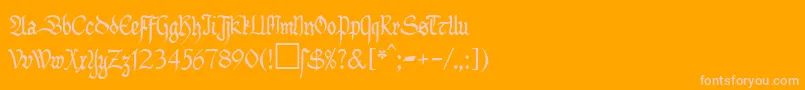 MaGotbuchDb-Schriftart – Rosa Schriften auf orangefarbenem Hintergrund