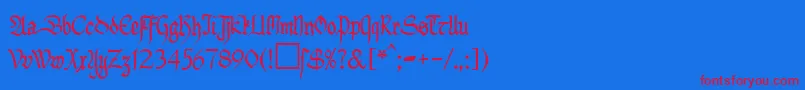 MaGotbuchDb-fontti – punaiset fontit sinisellä taustalla