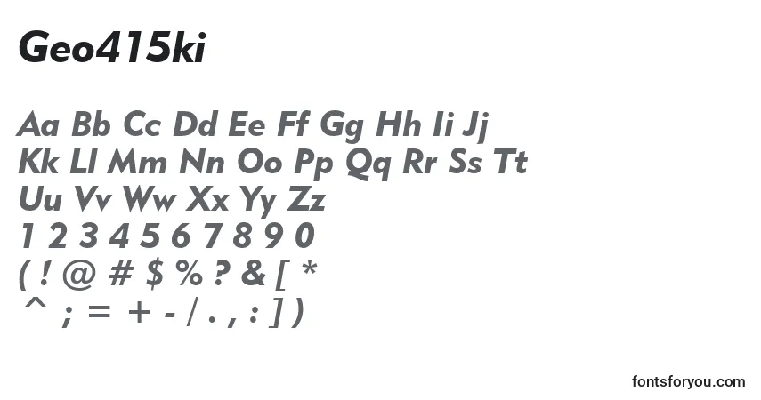 Czcionka Geo415ki – alfabet, cyfry, specjalne znaki