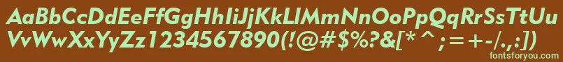 Geo415ki-fontti – vihreät fontit ruskealla taustalla