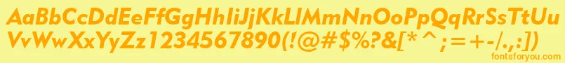 フォントGeo415ki – オレンジの文字が黄色の背景にあります。