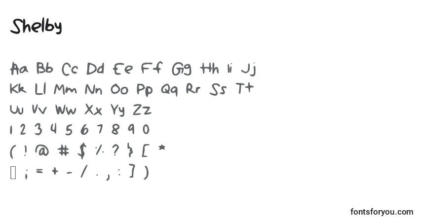 Шрифт Shelby – алфавит, цифры, специальные символы