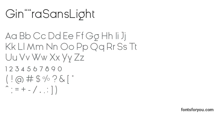 GinРІraSansLight-fontti – aakkoset, numerot, erikoismerkit