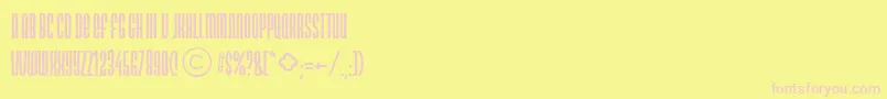 NeonlightdbNormal-fontti – vaaleanpunaiset fontit keltaisella taustalla