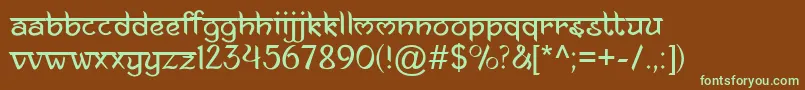 AnandaNamaste-fontti – vihreät fontit ruskealla taustalla
