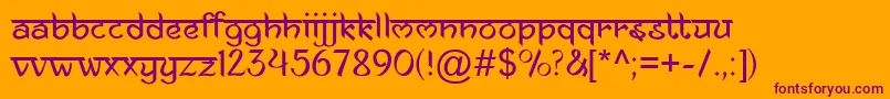 AnandaNamaste-fontti – violetit fontit oranssilla taustalla