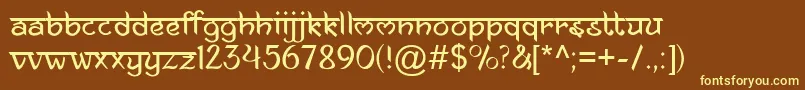 AnandaNamaste-fontti – keltaiset fontit ruskealla taustalla