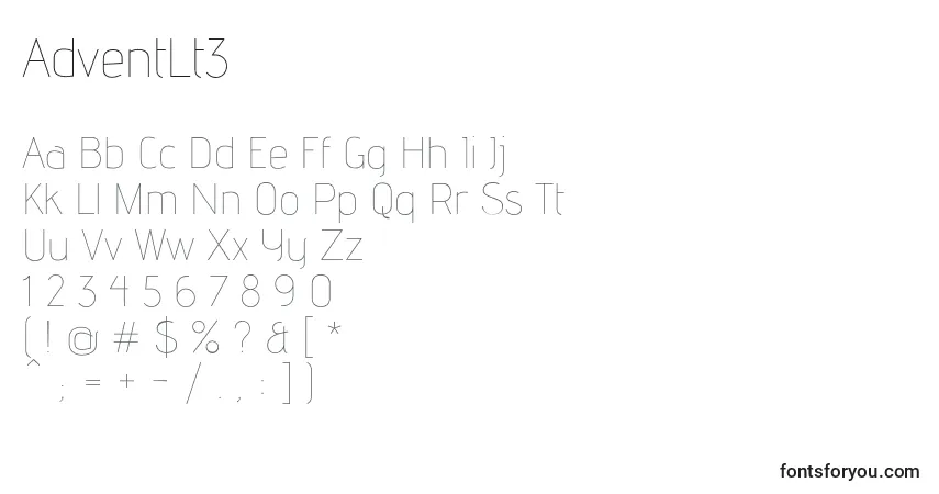 Schriftart AdventLt3 – Alphabet, Zahlen, spezielle Symbole