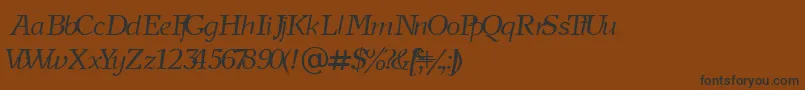 フォントNewjournalCyrillicItalic – 黒い文字が茶色の背景にあります