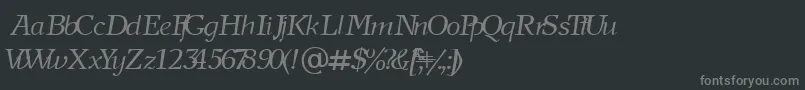 フォントNewjournalCyrillicItalic – 黒い背景に灰色の文字