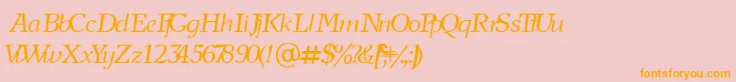 フォントNewjournalCyrillicItalic – オレンジの文字がピンクの背景にあります。