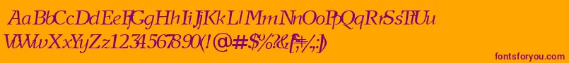 NewjournalCyrillicItalic Font – Purple Fonts on Orange Background